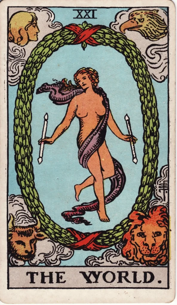 The World tarot card, Major Arcana XXI, Rider-Waite style