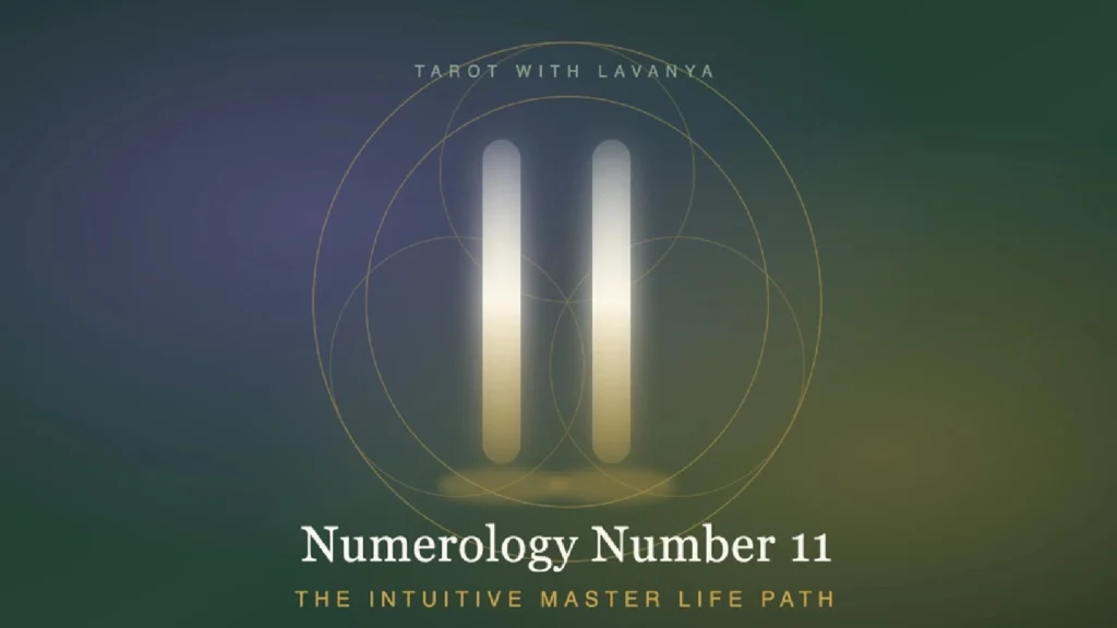 Master number 11 in numerology, depicted as two pillars of light