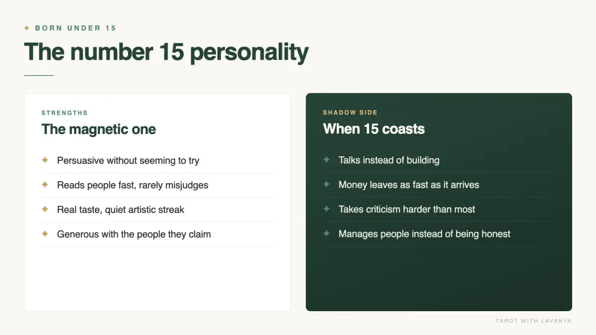 Numerology number 15 personality strengths and shadow side